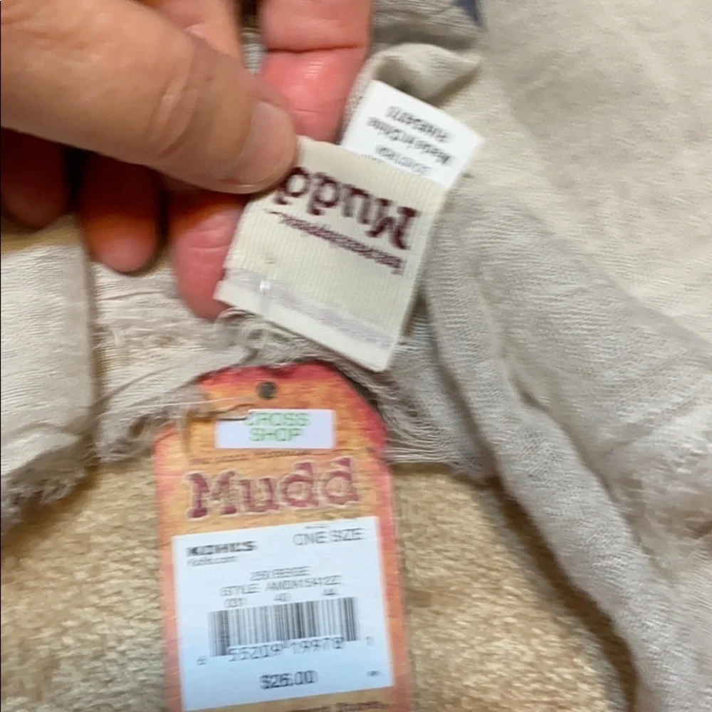 Mudd Oblong Cross Shop Beige Scarf